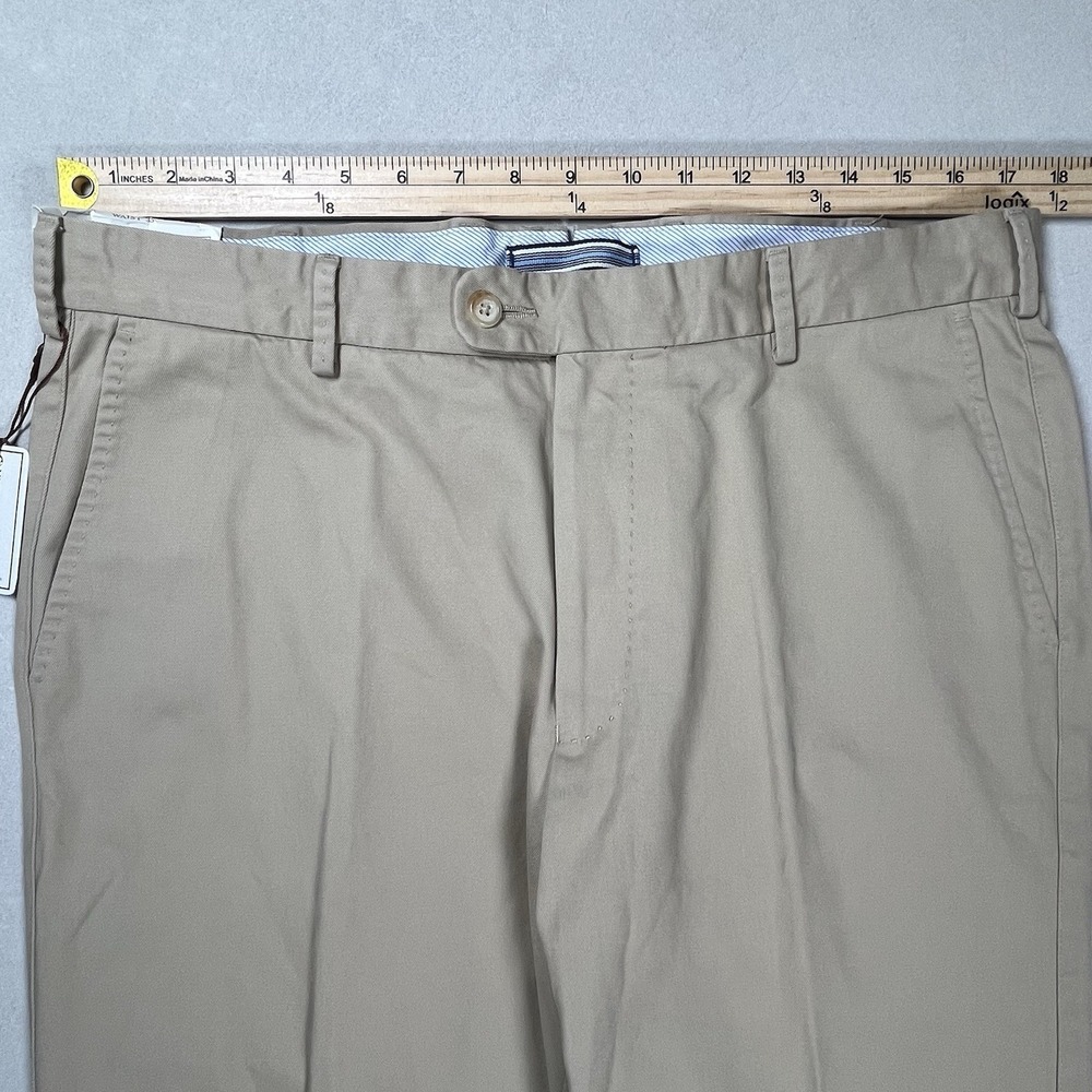 New Peter Millar Chino Pants Men's 35x36 Khaki‎ Raleigh Wash Twill Flat Front - Picture 8 of 10
